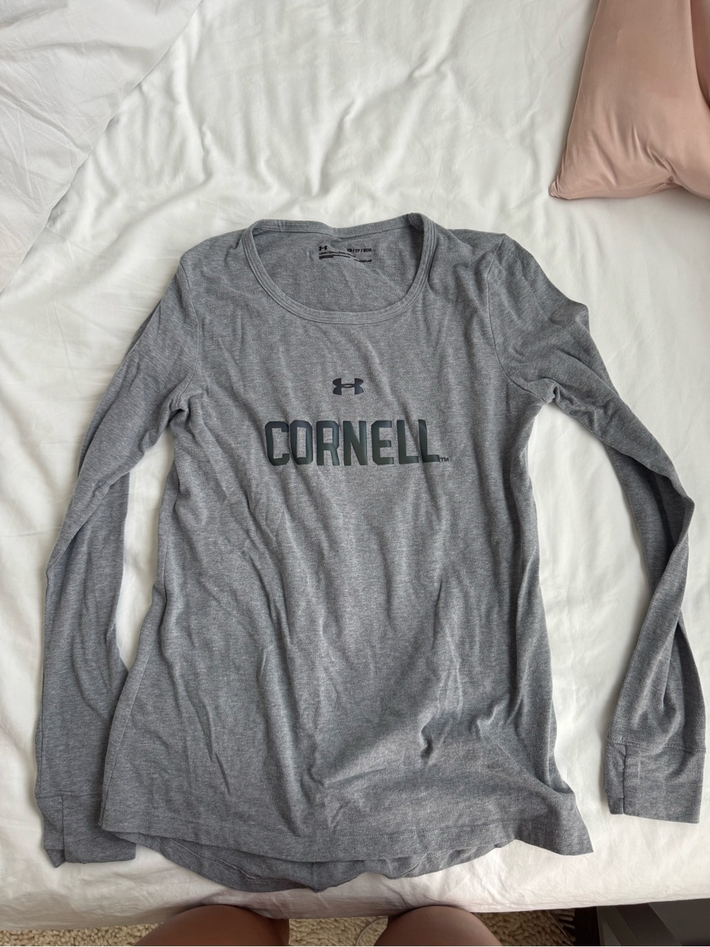 Gray Under Armour long sleeve shirt with Cornell logo, size XS